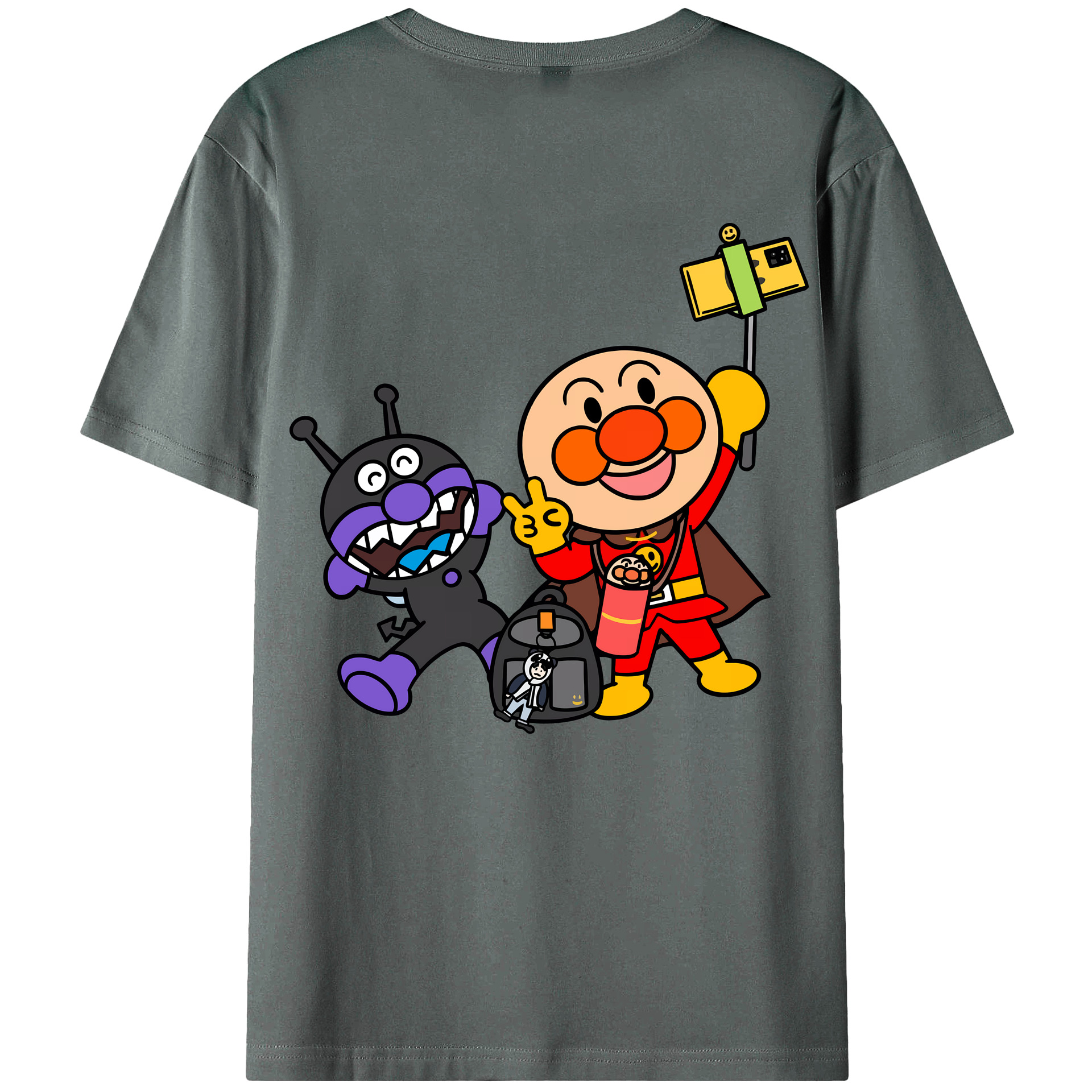 （画像用） アンパンマン Anpanman 綿100％ メンズ半袖Tシャツ（バックプリント） 通気性
